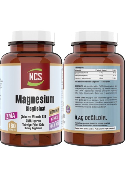 Zma Magnezyum Bisglisinat Çinko Vitamin B6 Folic Acid & Ester C Vitamini 1000 Mg Kara Mürver Vitamin C 60 Tablet