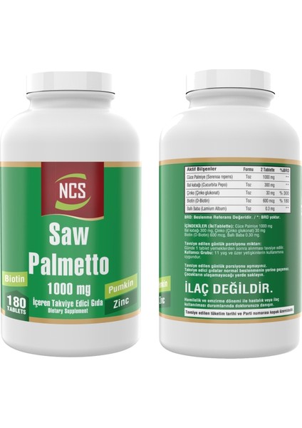 Saw Palmetto 1000 Mg Pumpkin Biotin Zinc Complex 180 Tablet & Collagen Coenzyme Q10 Biotin Zinc Selenium 30 Tablet fiyatları