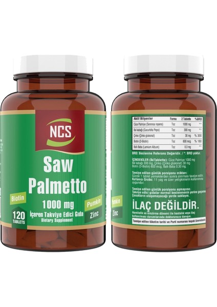 Saw Palmetto 1000 Mg Pumpkin Biotin Zinc Complex 120 Tablet & Collagen Coenzyme Q10 Biotin Zinc Selenium 30 Tablet