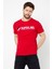 Erkek Kırmızı Önü Yazı Baskılı Kısa Kollu Bisiklet Yaka Basic Slim Fit T-Shirt 1
