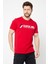 Erkek Kırmızı Önü Yazı Baskılı Kısa Kollu Bisiklet Yaka Basic Slim Fit T-Shirt 2