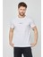 Erkek Beyaz Önü Baskılı Kısa Kollu Bisiklet Yaka Basic Slim Fit T-Shirt 1