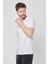 Erkek Beyaz Önü Baskılı Kısa Kollu Bisiklet Yaka Basic Slim Fit T-Shirt 2