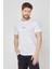 Erkek Beyaz Önü Baskılı Kısa Kollu Bisiklet Yaka Basic Slim Fit T-Shirt 3