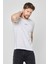 Erkek Beyaz Önü Baskılı Kısa Kollu Bisiklet Yaka Basic Slim Fit T-Shirt 4