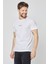 Erkek Beyaz Önü Baskılı Kısa Kollu Bisiklet Yaka Basic Slim Fit T-Shirt 5