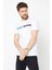 Erkek Beyaz Önü Baskılı Kısa Kollu Bisiklet Yaka Basic Slim Fit T-Shirt 2
