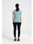 V Yaka Kadın Tişört , Ense Taş Detaylı %95 Pamuk Aqua Marine T-Shirt 3