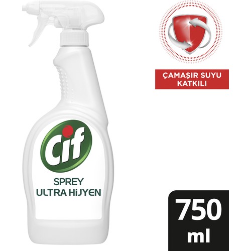 Cif Sprey Temizleyici Her Yerde Ultra Hijyen Çamaşır Suyu Katkılı, 750 ML 1 Adet