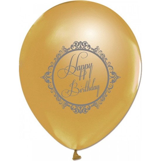 Baloncu Party Dünyası Happy Birthday Baskılı Gold Balon 10 Adet