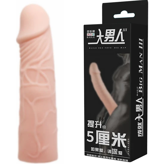 Baile Men 6 Cm Dolgulu Uzatmalı Penis Kılıfı Damarlı Prezervatif