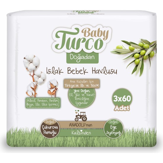 Baby Turco Doğadan Islak Havlu 3 x 60'lı