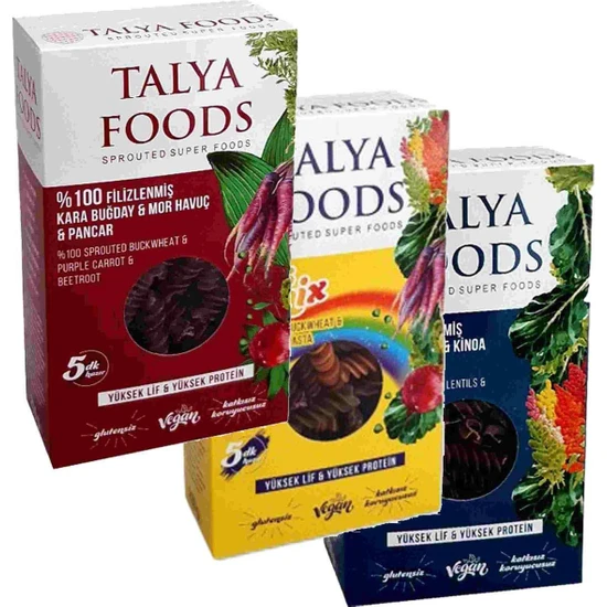 Talya Foods 3'lü Paket Glutensiz & Vegan Sebzeli Makarna Avantaj Serisi