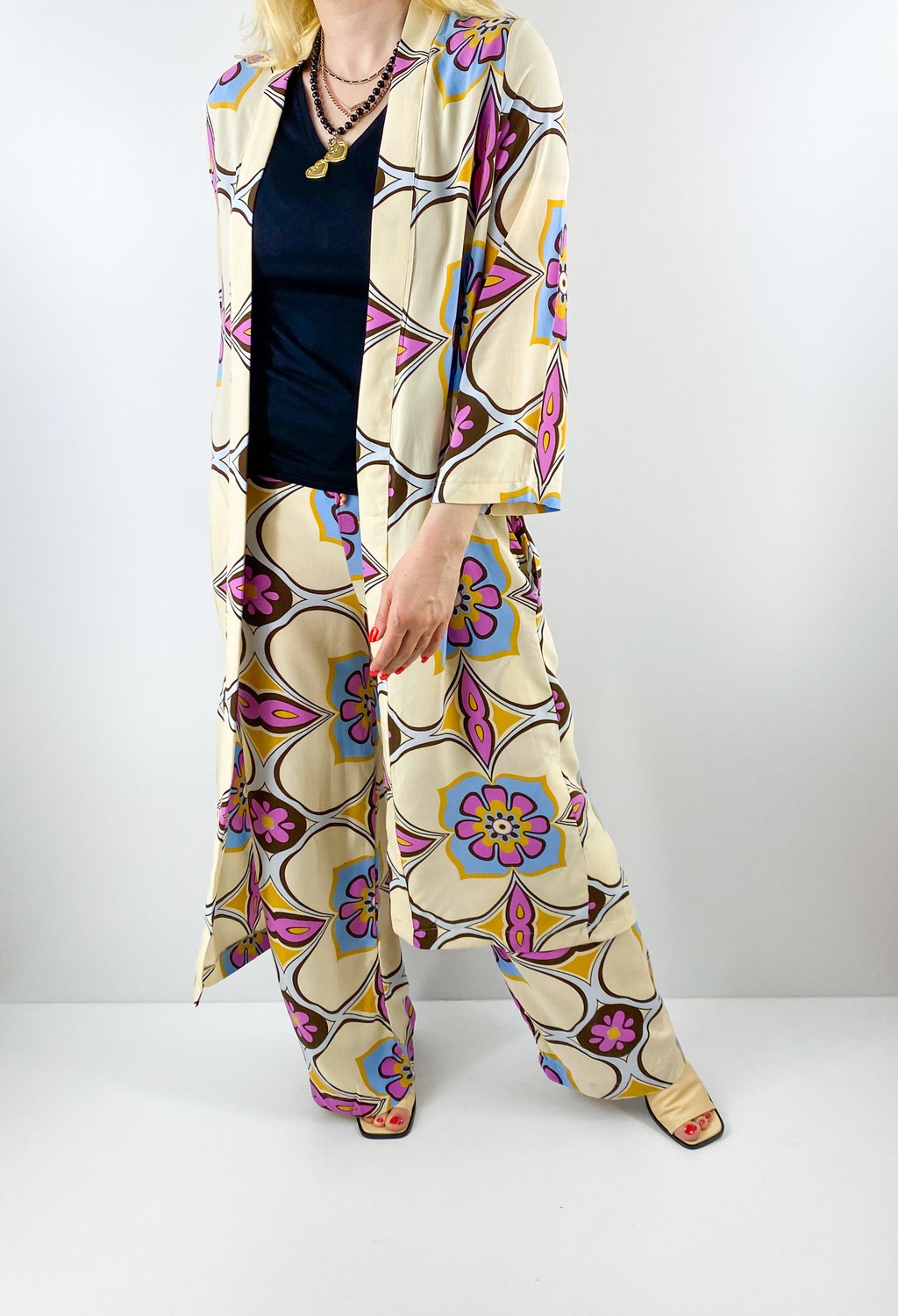 Modaonna Pamuklu Kimono Pantolon Takım