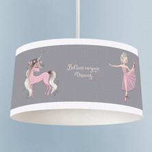 Talia Home  Balerin Kız ve Unicorn Desenli Çocuk Odası Sarkıt Avize