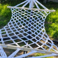 M3 Decorium Suya Dayanıklı Polyester Çift Kat Kişilik El Örgü Kalın Halatlı Ipli Sallanan Sağlam Hamak Salıncak