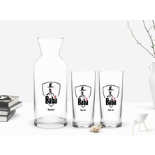 BK Kişiye Özel Renkli Baskılı Godfather Baba Tasarımlı İkili Rakı Bardağı ve Karaf Seti-15