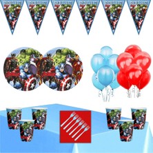 Parti Furyası Avengers Tema Doğum Günü Parti Seti Ekonomik Süsler 24 Kişilik