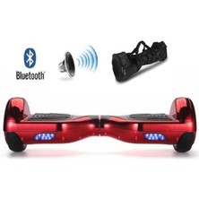 Smart Balance Hoverboard Smart Scooter Elektrikli Kaykay Parlak Renk Bluetooth Speakerlı Çanta Hediye Parlak Kırmızı