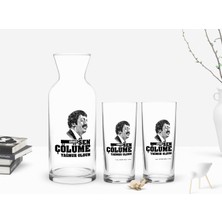 BK Kişiye Özel Renkli Baskılı Çünkü Sen Çölüme Yağmur Oldun Tasarımlı 2'li Rakı Bardağı ve Karaf Seti-8