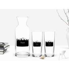 BK Kişiye Özel Renkli Baskılı Kayseri Tasarımlı Turistik 2'li Rakı Bardağı ve Karaf Seti-2