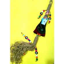 NAZAR Renkli Boncuklu-Saçaklı Yöresel Bez Bebek Duvar Süsü Hediyelik Eşya 80CM