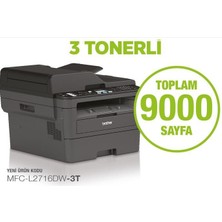 Brother MFC-L2716DW-3T Lazer Yazıcı-Tarayıcı-Fax-Foto-Wı-Fı (3 ORJİNAL TONERLİ) 