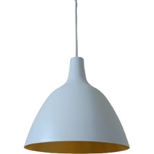 Rys Tasarım Rys Retro Metal Dekoratif Beyaz Içi Gold Tekli Sarkıt Avize Çap:28 cm