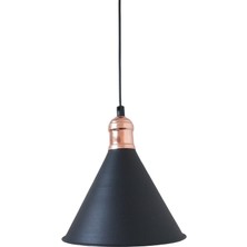 Rys Tasarım Rys Retro Metal Siyah Içi Gold Dekoratif Tekli Rustik Sarkıt Avize Çap:17 cm