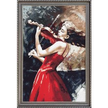 Niva Goblen Figüratif Seri-06 Dokuma Goblen Kumaş-Keman Çalan Kız