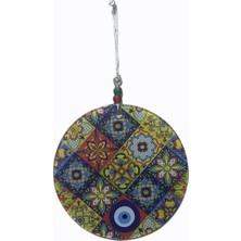 Uzman Renkli Çiçek Desenli 15x15 Cm Füzyon Cam Hediyelik Eşya Duvar Dekoru