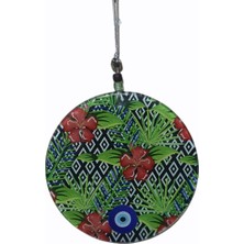 Uzman Kırmızı Çiçek Desenli 15x15 Cm Füzyon Cam Hediyelik Eşya Duvar Süsü