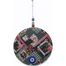 Uzman Pembe Çiçek Desenli 15x15 Cm Füzyon Cam Hediyelik Eşya Duvar Süsü