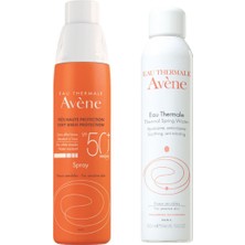Avene Tere ve Suya Karşı Dayanıklı SPF50 Güneş Spreyi 200 ml + Rahatlatıcı Termal Su 300 ml