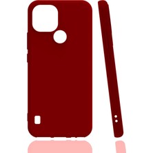 Smcase Realme C21 Kılıf Mat Soft Premier Silikon+Nano Glass Kırmızı