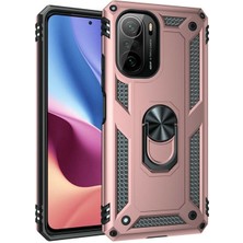 Smcase Xiaomi Mi 11I Kılıf Vega Tank Koruma Standlı Yüzüklü Mıknatıslı+Nano Glass Bronz