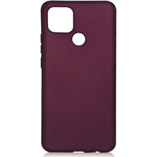 Smcase Oppo A15S Kılıf Mat Soft Premier Silikon+Nano Glass Mürdüm