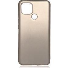 Smcase Oppo A15S Kılıf Mat Soft Premier Silikon+Nano Glass Gold