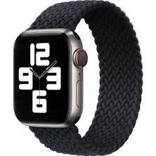 Kyver Örgü Solo Loop Kordon Apple Watch ile Uyumlu 45mm 44mm 42mm Seri 9/8/7/6/SE/5/4/3 Medium Siyah