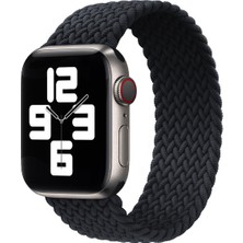 Kyver Örgü Solo Loop Kordon, Seri 10 46mm, Apple Watch ile Uyumlu 45mm 44mm 42mm Seri 9/8/7/6/SE/5/4/3 Large Siyah