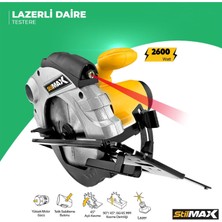 Stilmax Lazerli Daire Sunta Kesme Daire Testere Makinesi 2600 W 45' Açılı Kesim Eldivenli