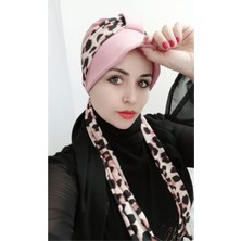 Butik Ayvitrin Kadın Leopar Atkılı Bone Gül Kurusu