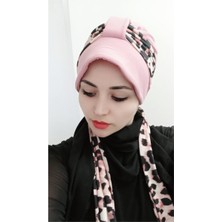 Butik Ayvitrin Kadın Leopar Atkılı Bone Gül Kurusu