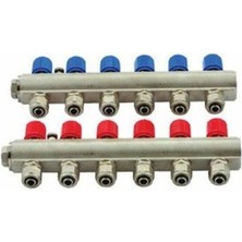 Kalde 1" Kendinden Vanalı Kollektör 8 Ağızlı Set (Kırmızı - Mavi)