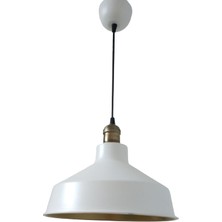 Rys Tasarım Rys Retro Metal Dekoratif Beyaz Içi Gold Eskitme Duylu Tekli Sarkıt Avize Çap:30 cm