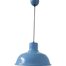 Rys Tasarım Rys Retro Metal Mavi Dekoratif Tekli Kafe Mutfak Çocuk Odası Sarkıt Avize Çap:30 cm