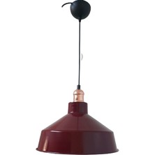 Rys Tasarım Rys Retro Metal Bordo Bakır Duylu Dekoratif Ruktik Tekli Sarkıt Kafe Mutfak Aydınlatma Çap:30 cm