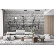 Özel Duvarlar 3 Boyutlu Duvar Üzerinde Koşan Atlar 3D Duvar Kağıdı