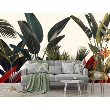 Özel Duvarlar Renkli Tropikal Yapraklar Duvar Kağıdı