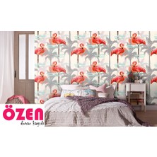 Özel Duvarlar Flamingolar ve Palmiye Ağaçları Duvar Kağıdı